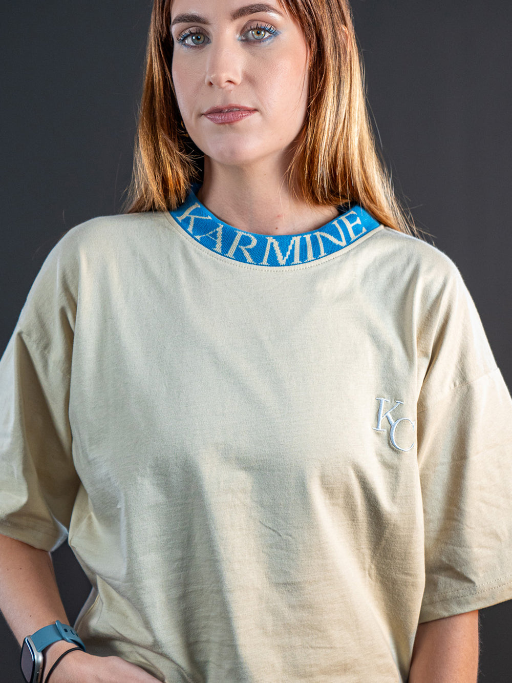 Cropped T-shirt Monogram Beige