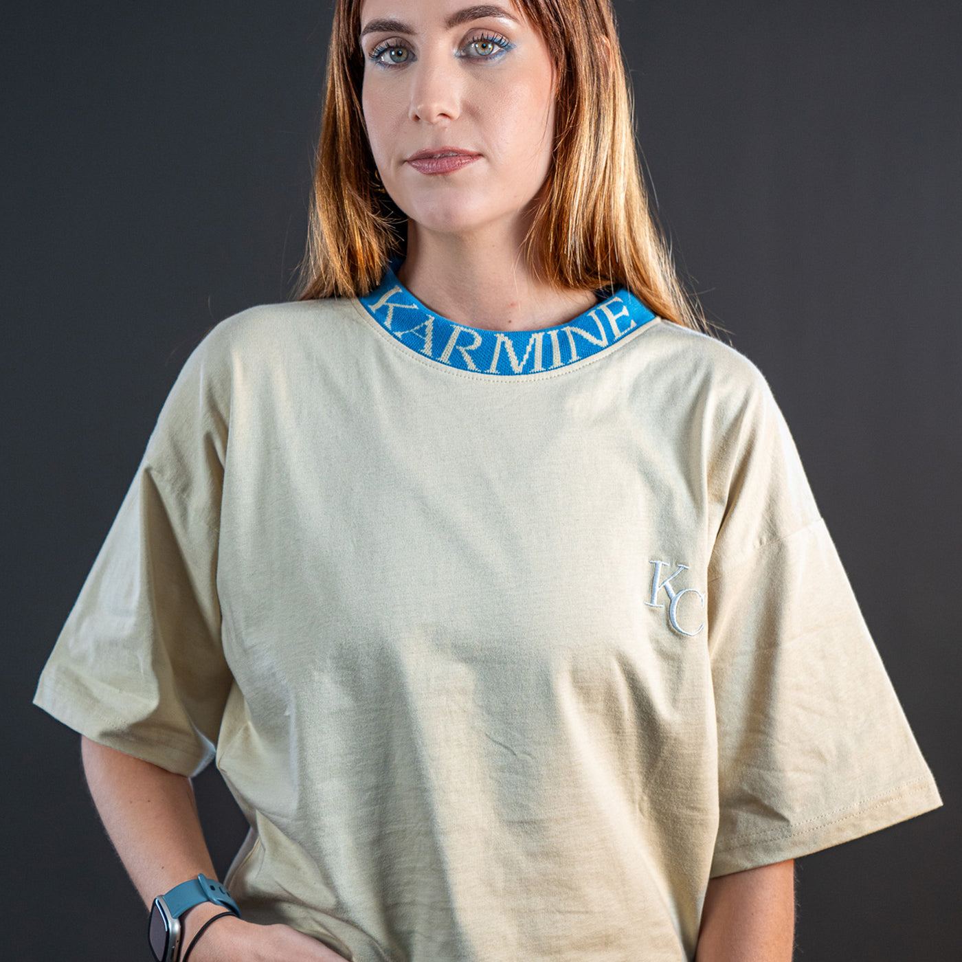 Cropped T-shirt Monogram Beige