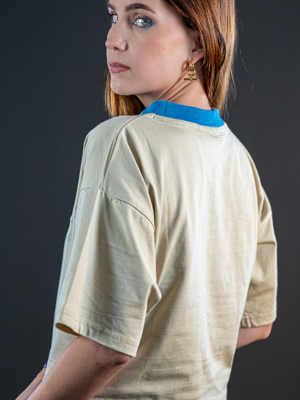 Cropped T-shirt Monogram Beige