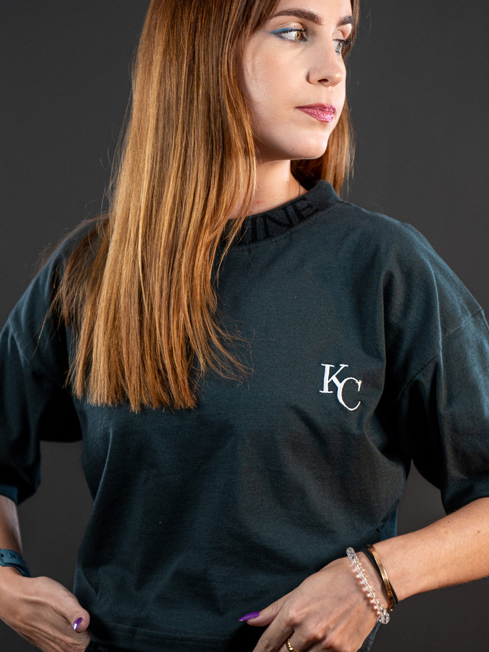 Cropped T-shirt Monogram Noir