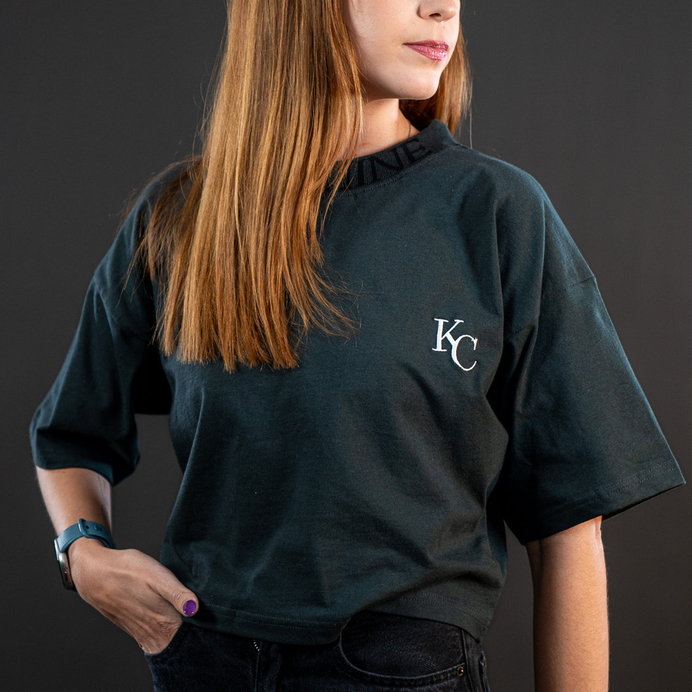 Cropped T-shirt Monogram Noir