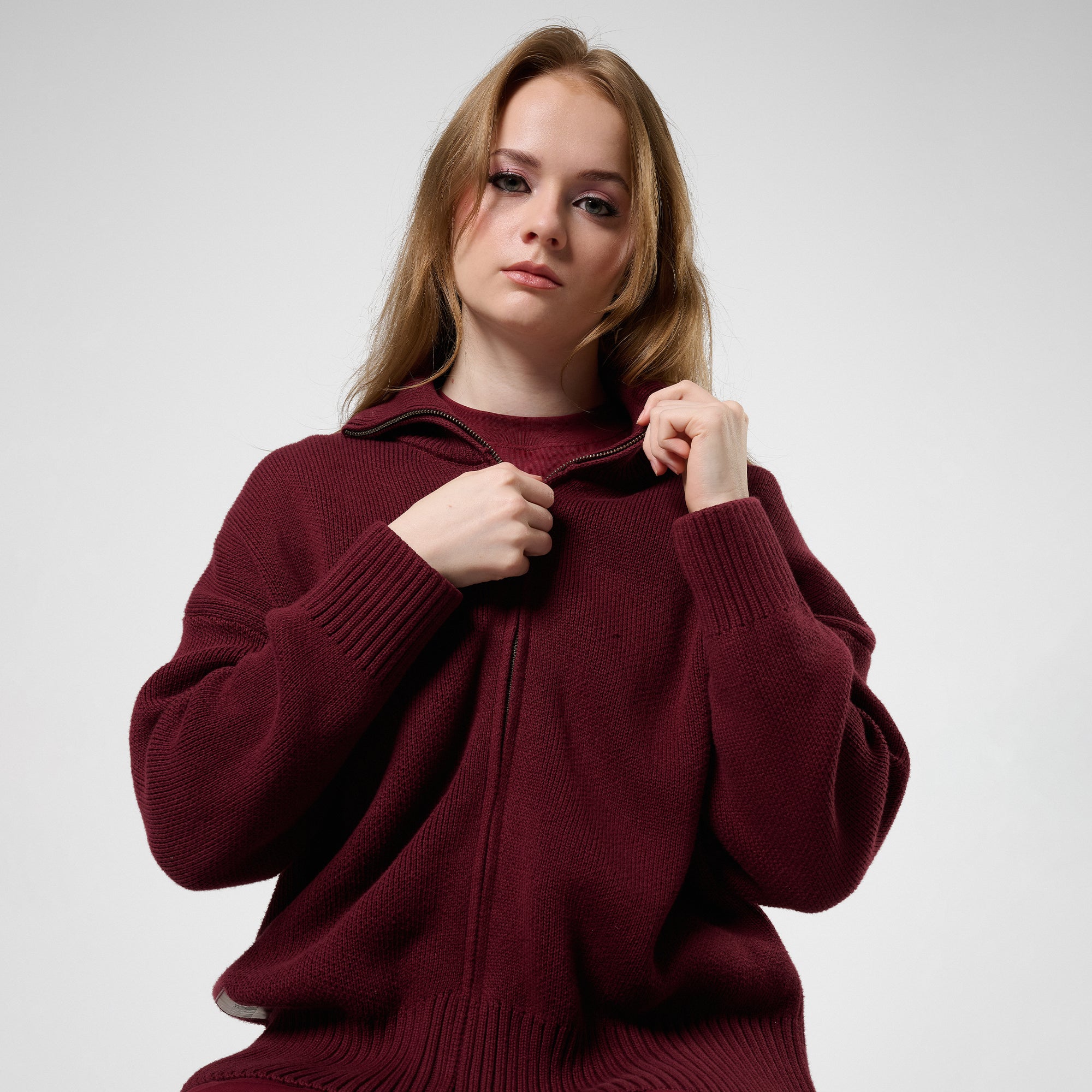 FW25 - Le Pull Zip Knit Bordeaux
