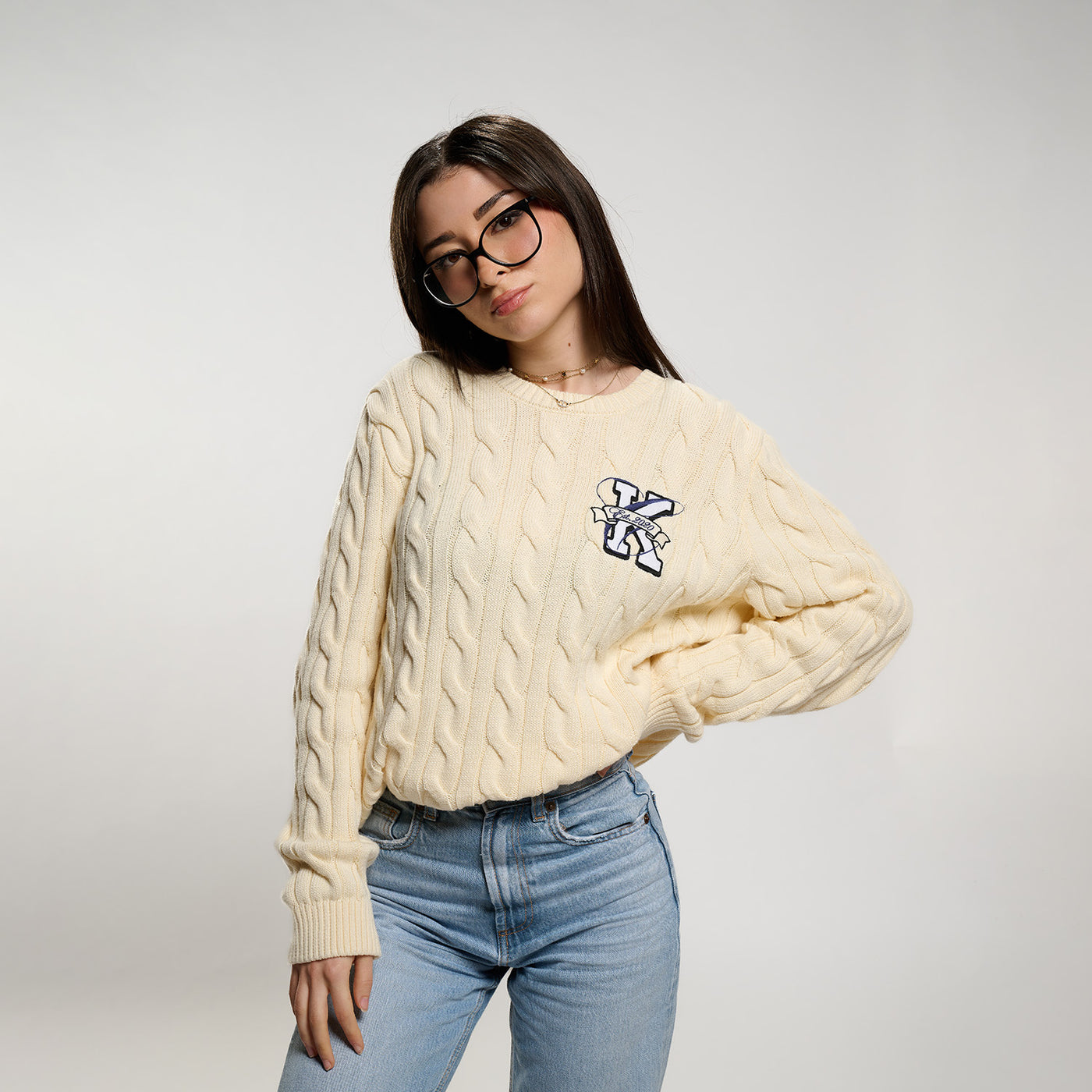 Pull Torsadé Campus Beige