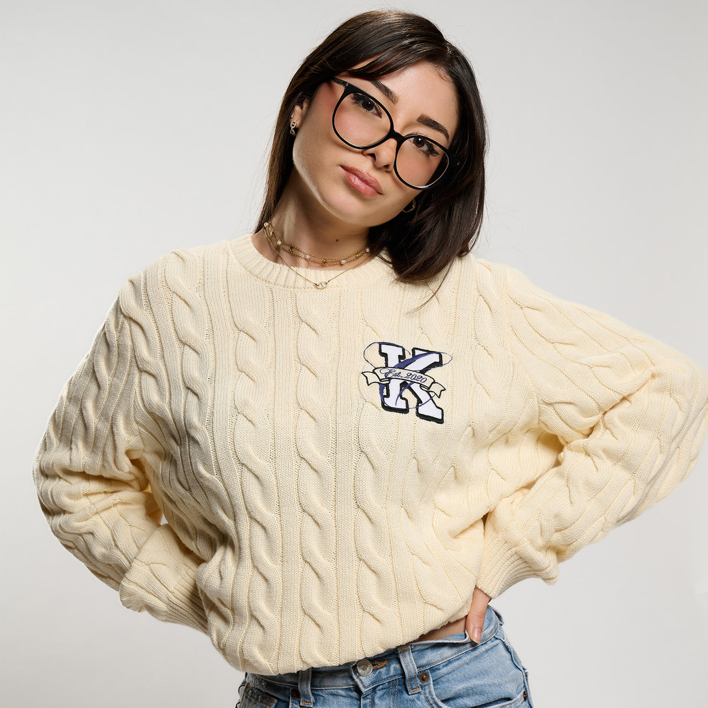 Pull Torsadé Campus Beige