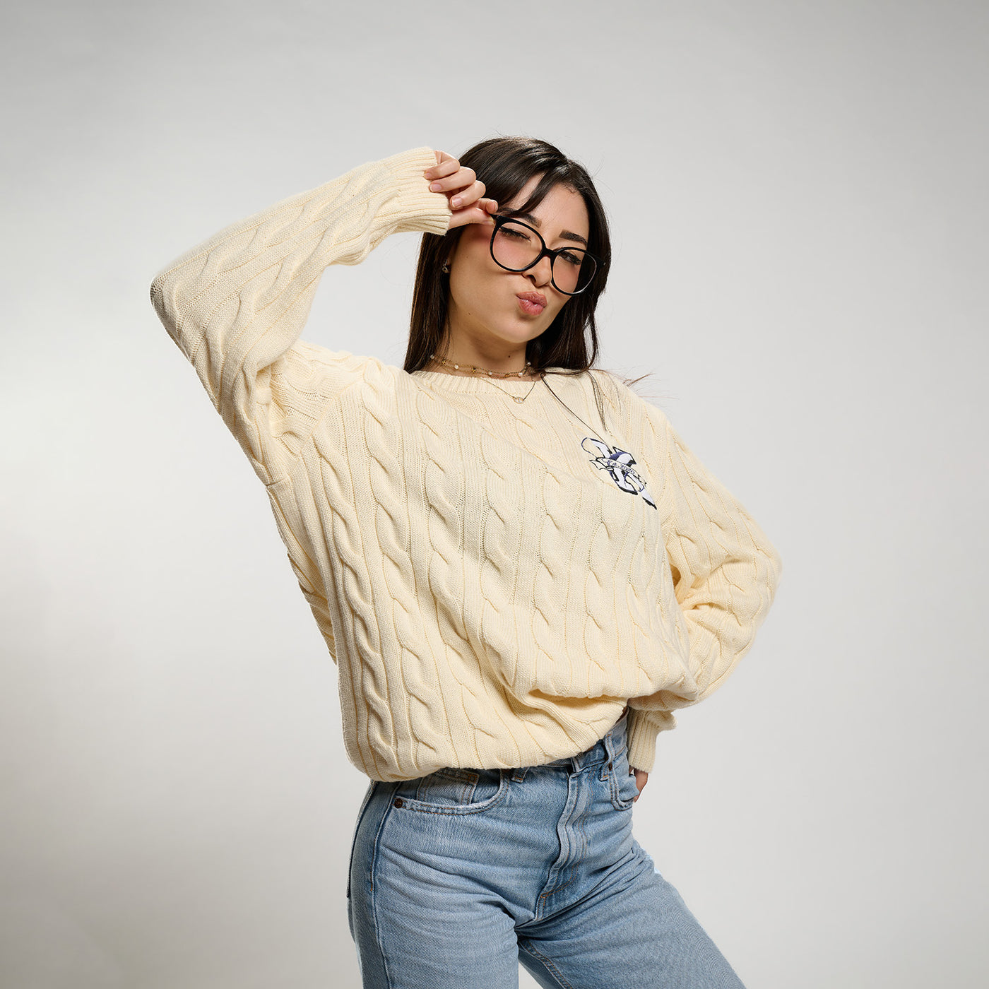 Pull Torsadé Campus Beige