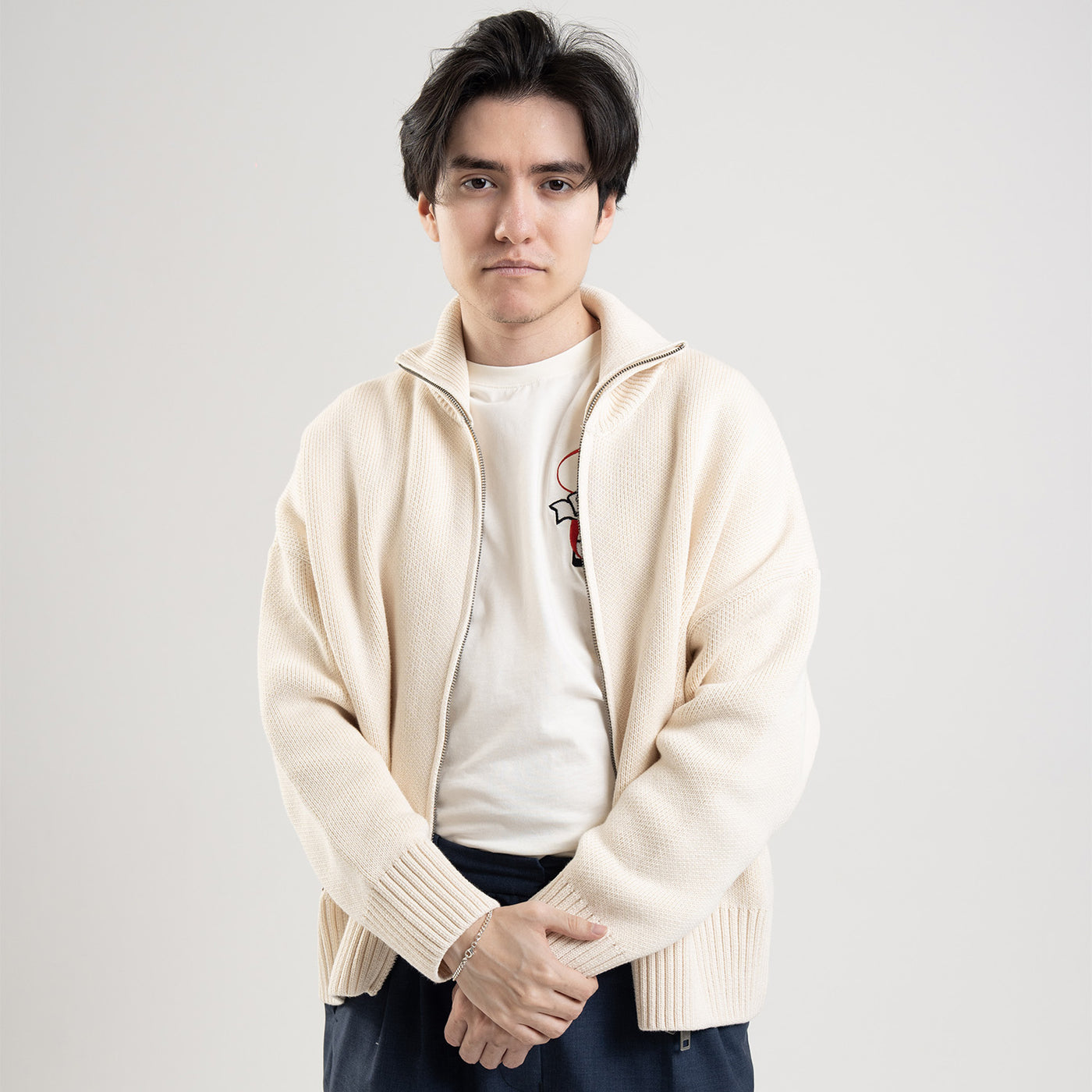 Pull Zip Knit Beige