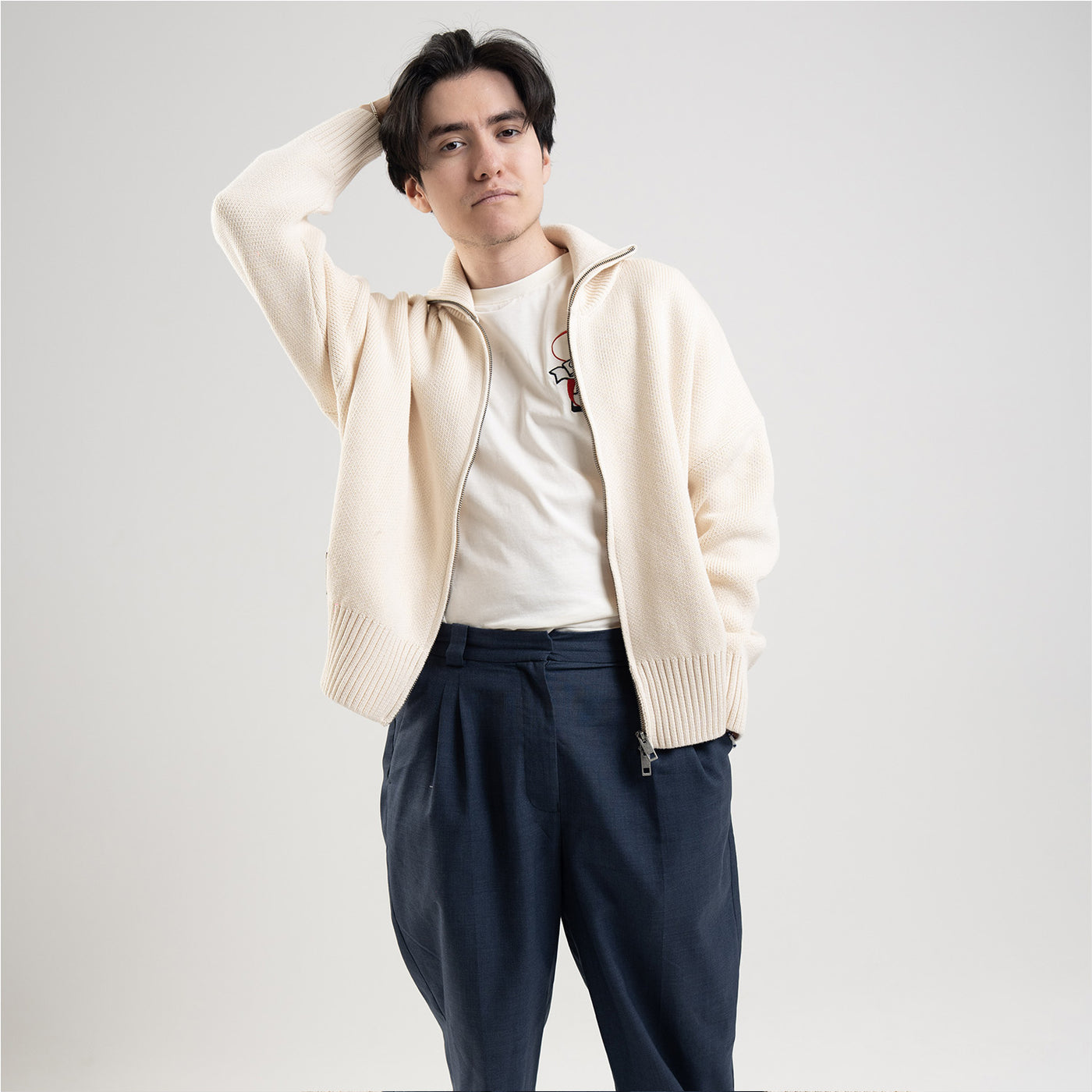 Pull Zip Knit Beige